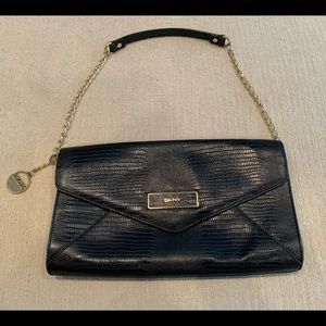 DKNY black bag with gold strap used